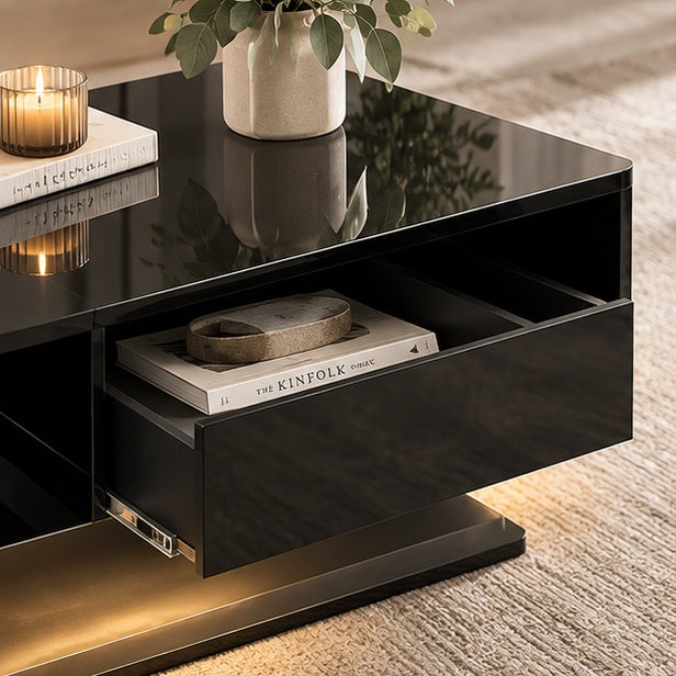 Tiroir de rangement de la table basse moderne noire